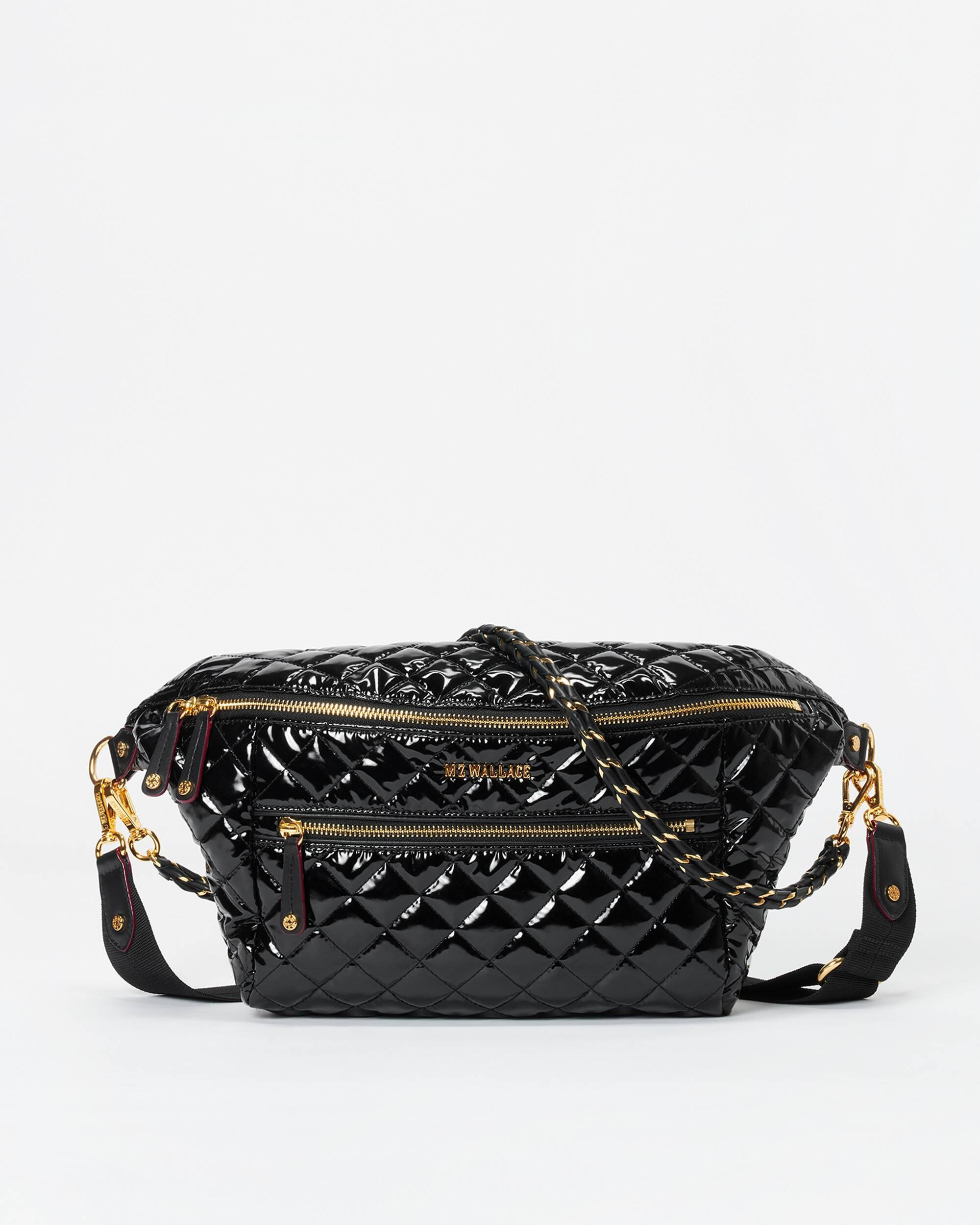 Black Lacquer Crossbody Sling Bag | MZ Wallace