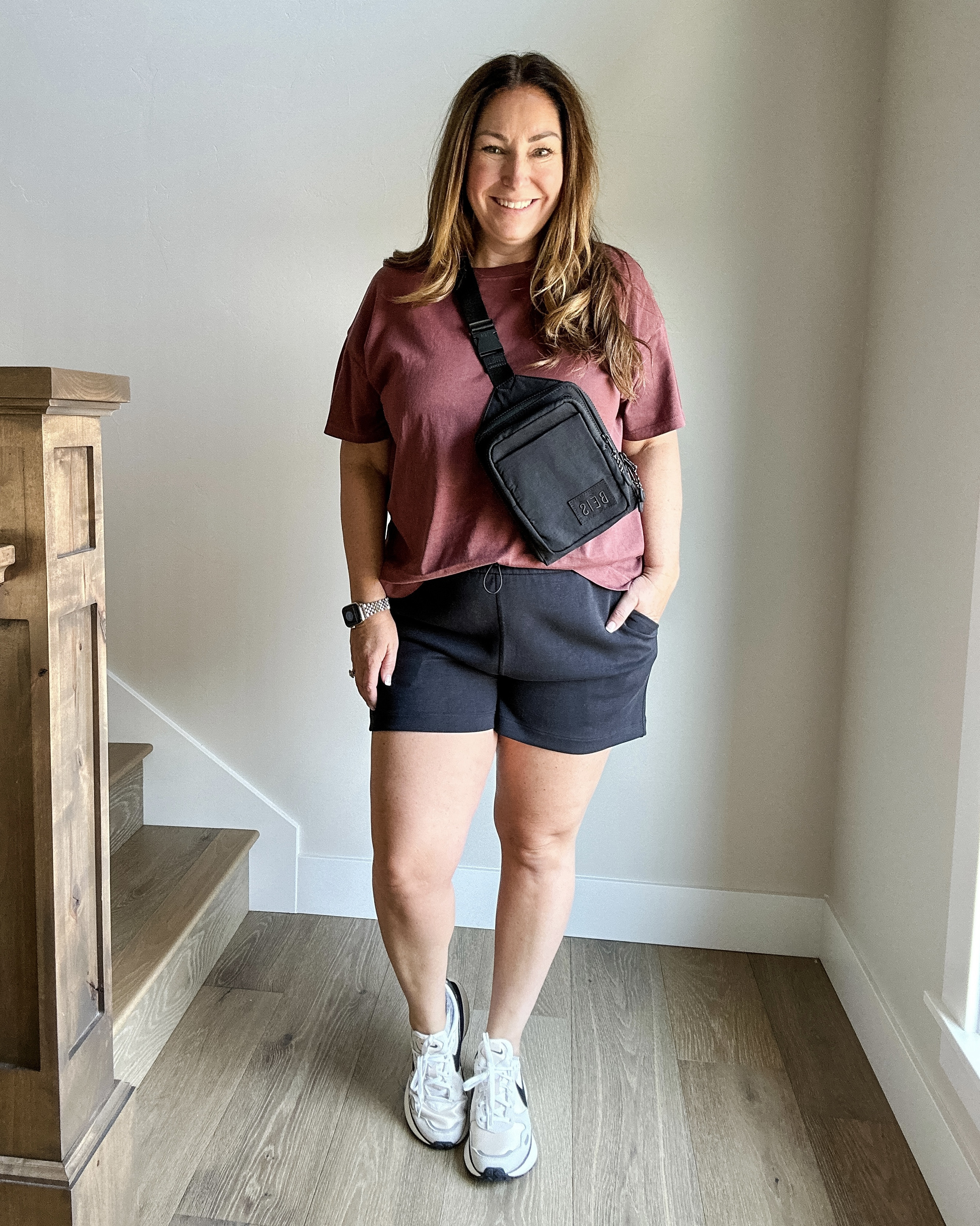Late Summer Athleisure outfit 

Fit Tips: Old Navy tee, L// CRZ shorts size up, XL

Early fall, late summer, Fall Athletic, tee, shorts, workout outfit, casual outfit, midsize, fall outfit, fall athleisure, everyday look, sneakers, crossbody, TheRecruiterMom

#LTKMidsize #LTKActive #LTKStyleTip