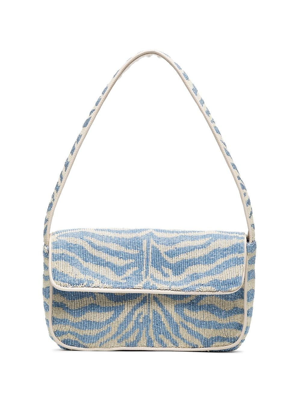 STAUD Tommy beaded zebra pattern shoulder bag - Blue | Farfetch Global
