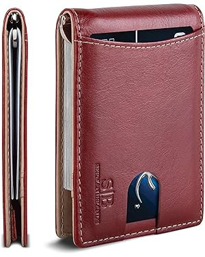 SERMAN BRANDS RFID Blocking Slim Bifold Genuine Leather Minimalist Front Pocket Wallets for Men w... | Amazon (US)
