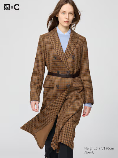 Double Breasted Long Coat | Checked | UNIQLO (US)