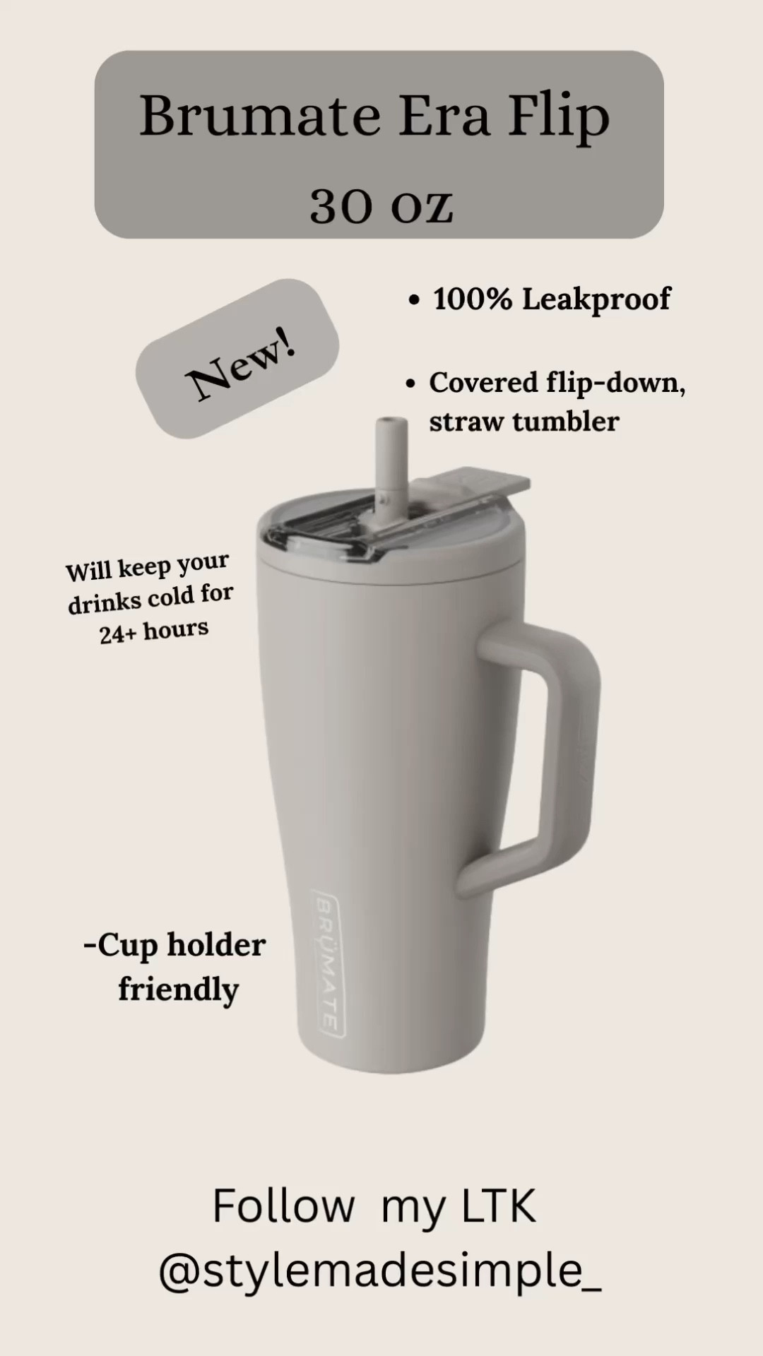 BrüMate Era Flip 30oz Tumbler with 100% Leakproof Covered Straw Lid | Hygienic Covered Straw | Insulated Stainless Steel Water Bottle with Handle | Cup Holder Friendly | BPA-Free (Mocha)

#LTKFestival #LTKActive #LTKTravel