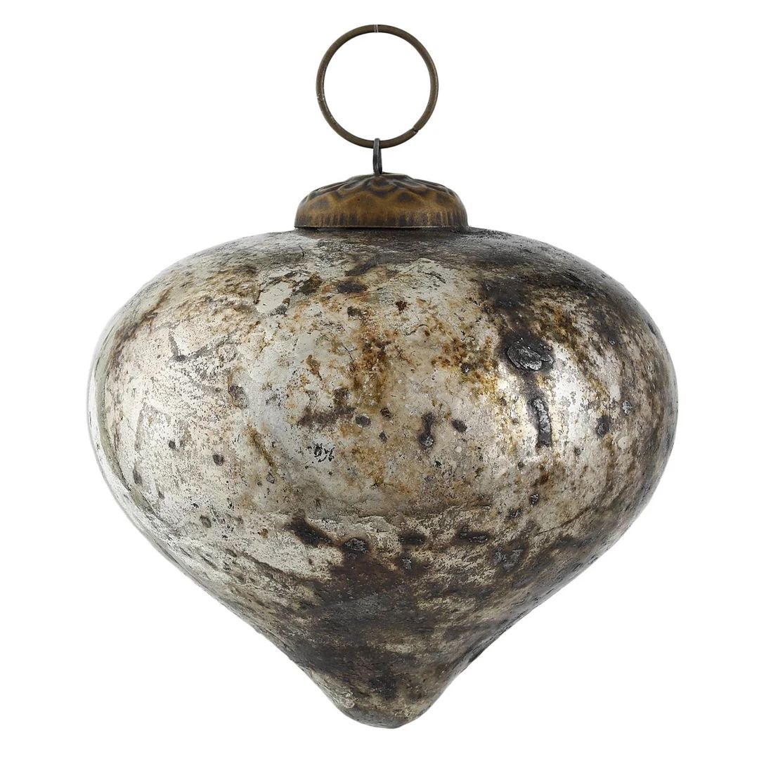 Gold Copper Bronze Distressed Glass Bauble - Rustic Xmas Tree Ornament Onion - Antique Hanging De... | Etsy (US)