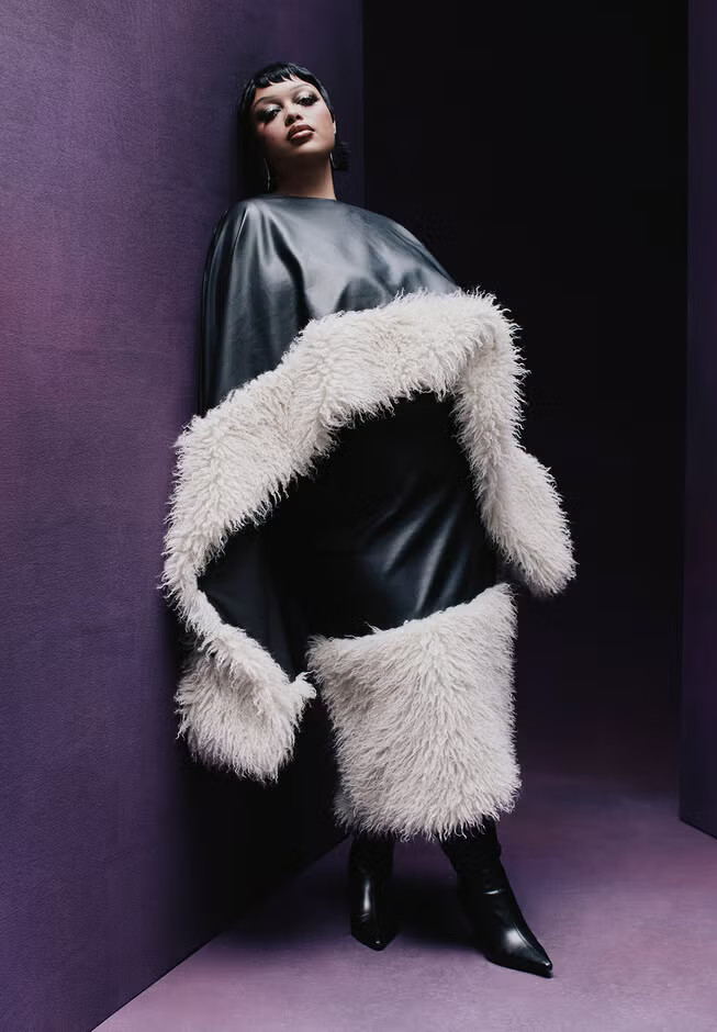 Faux Leather Skirt With Faux Fur Trim | Eloquii