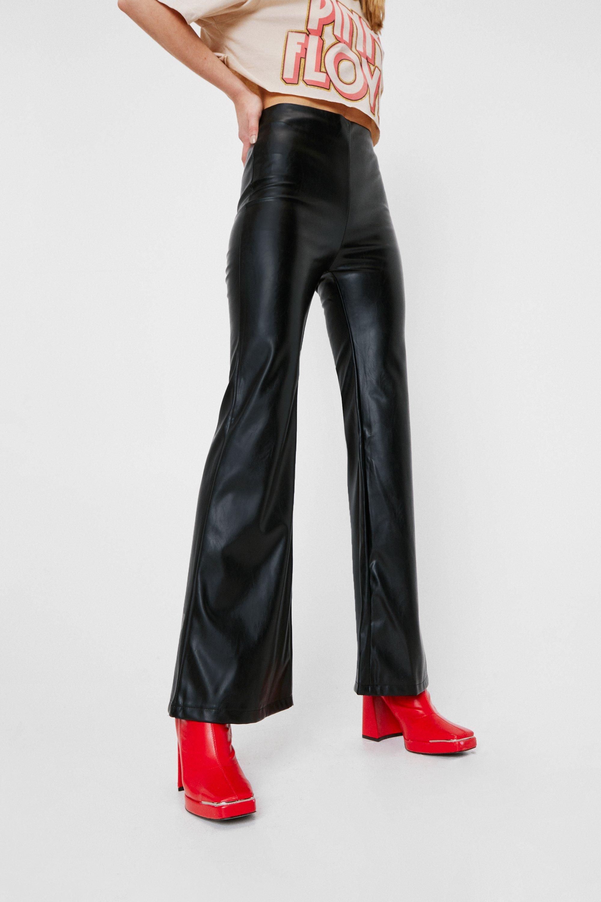 Faux Leather High Waisted Flare Pants | Nasty Gal (US)