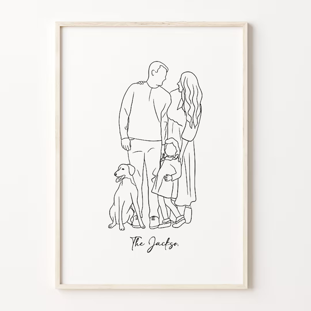 One Line Drawing, Custom Couple Portrait, Custom Family Gift, Personalized Wedding Anniversary Gi... | Etsy (US)
