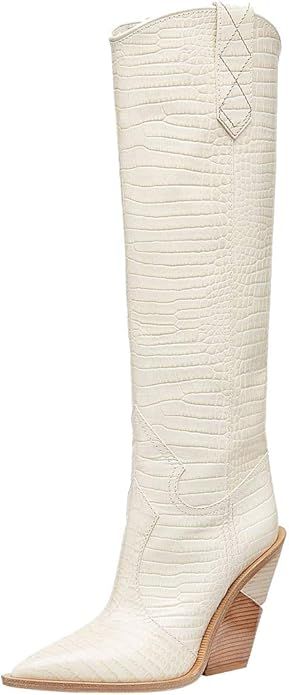 The Most Women's Crocodile Knee High Boots Thigh High Boot Wedge | Amazon (US)