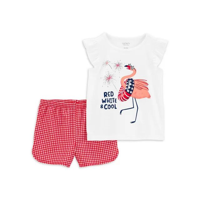 Carter's Child of Mine Toddler Girl Flamingo Top and Shorts Pajama Set, 2-Piece, Sizes 12M-5T | Walmart (US)