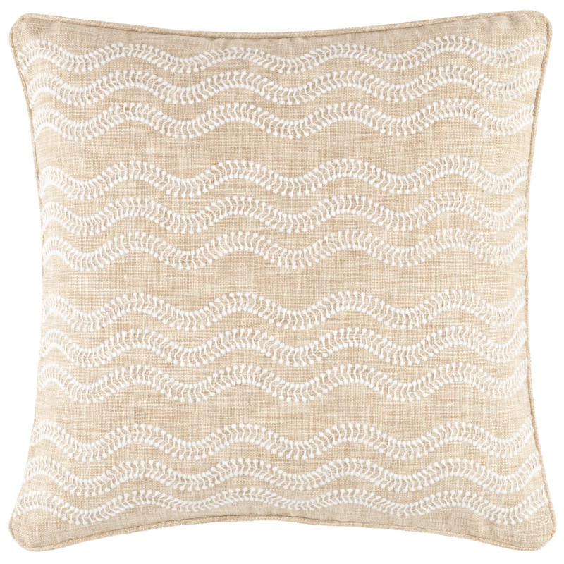 Scout Embroidered Natural Indoor/Outdoor Decorative Pillow | Annie Selke