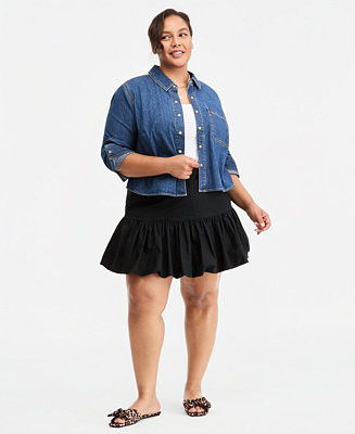 Trendy Plus Size High-Rise Drop-Waist Bubble-Hem Skirt | Macy's