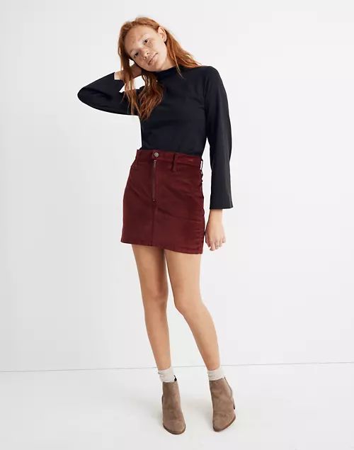Stretch Velveteen Straight Zip Mini Skirt | Madewell