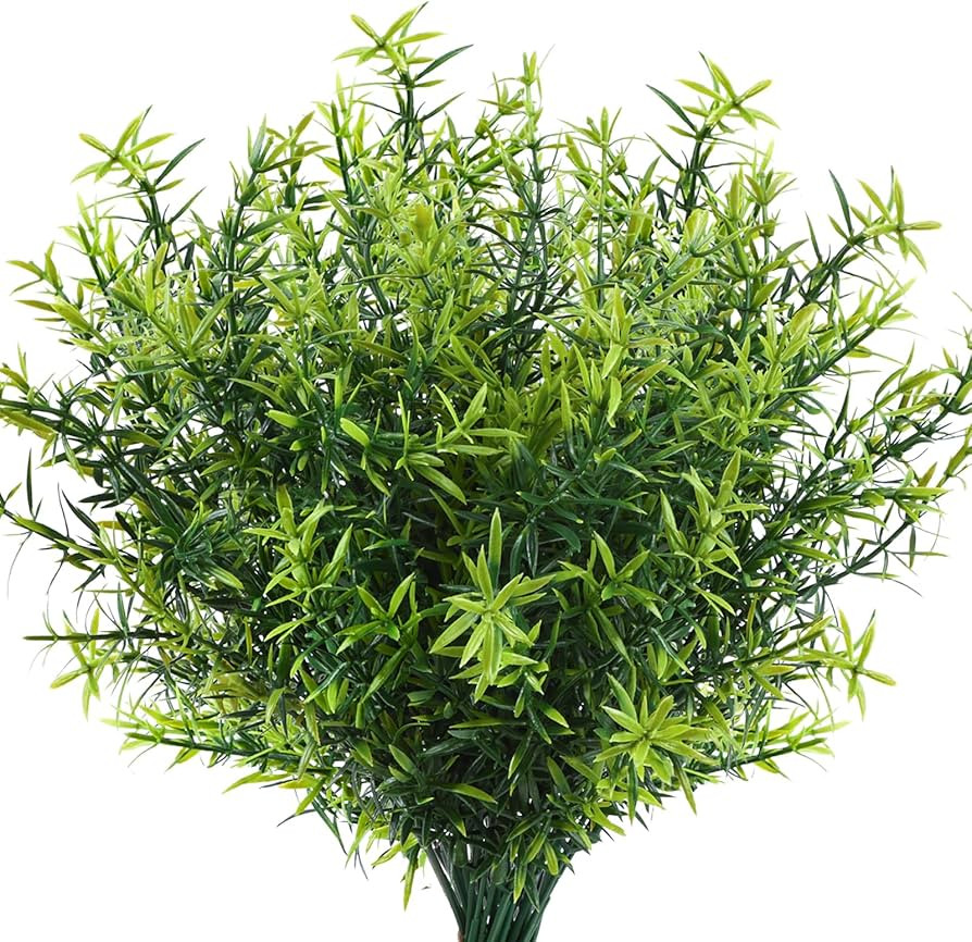 CEWOR 12 Bundles Artificial Plants Greenery Outdoor UV Resistant Faux Grass Shrubs Fake Rosemary ... | Amazon (US)