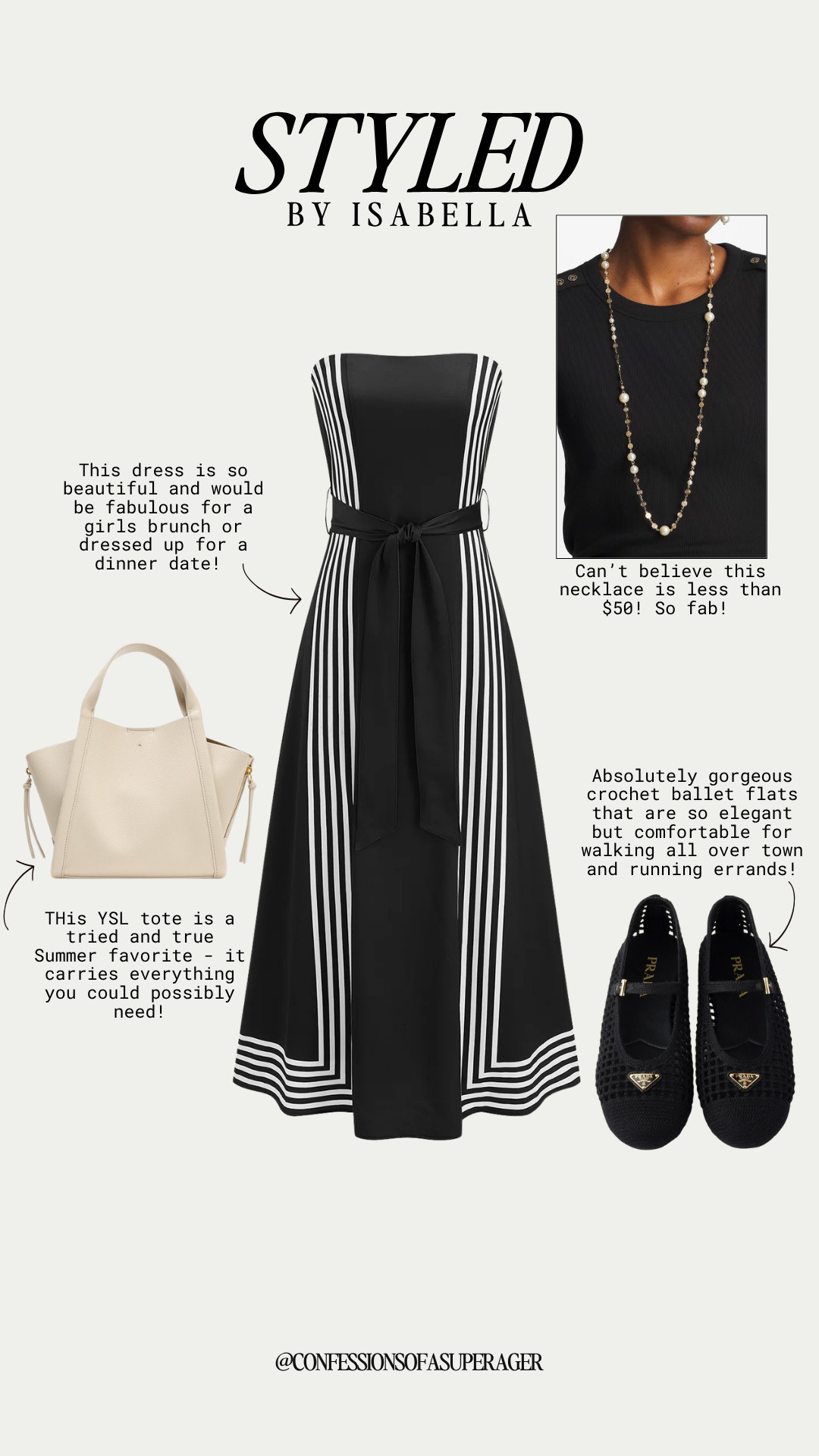 Classic black-and-white style never goes out of fashion 🖤 This elegant striped midi dress is the perfect outfit for summer brunches, vacation dinners, date nights, and special occasions. Paired with chic ballet flats, a timeless neutral tote, and a pearl necklace, this look is equal parts polished, comfortable, and effortlessly sophisticated. Tap to shop these versatile wardrobe staples and save this outfit for your next event! ✨ 

 #BlackAndWhiteStyle #MidiDress #SummerFashion #BrunchOutfit #DateNightStyle #VacationOutfit #ClassicStyle #ElegantFashion #BalletFlats #PearlJewelry #NeutralAccessories #TimelessStyle #CapsuleWardrobe #FashionOver40 #FashionOver50 #AgelessStyle #EffortlessChic #LTKStyle #LTKFashion #LTKFinds #ConfessionsOfASuperAger

#LTKootd #LTKSeasonal #LTKSaleAlert