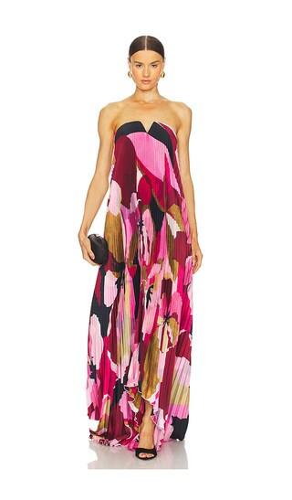 L'IDEE x REVOLVE Black Tie Gown in Capri Print Pink in Pink. - size 12/L | Revolve Clothing (Global)