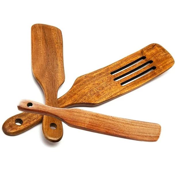 Wooden Spurtle Set,3 Pcs Natural Teak Wood Kitchen Utensils Set for Nonstick Cookware,Spurtles Ki... | Walmart (US)