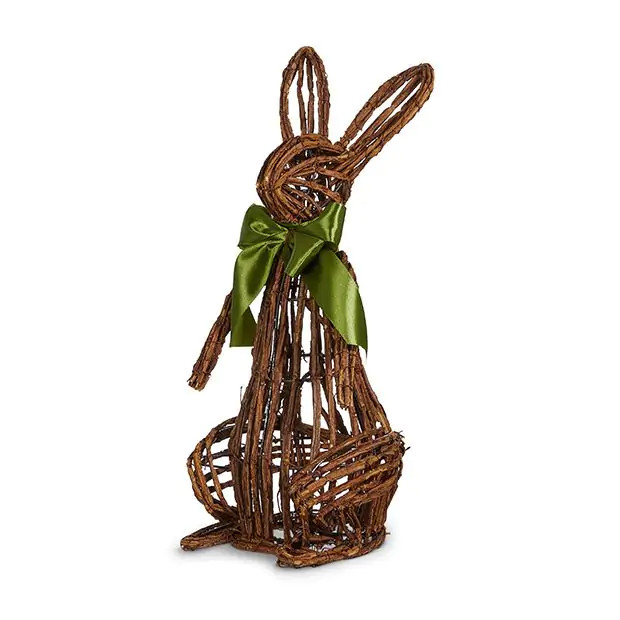 Open Vine Bunny With Green Bow | Antique Farm House