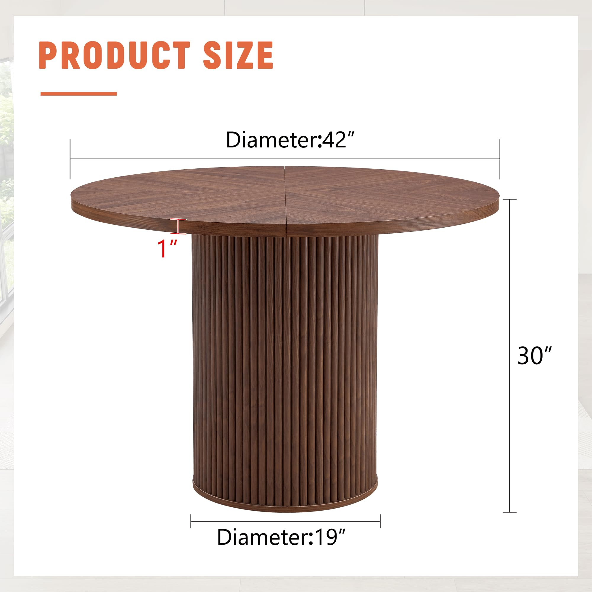 42'' Round Dining Table with Storage, Modern Round Dinner Table with Wood Tabletop and Cylindrica... | Amazon (US)