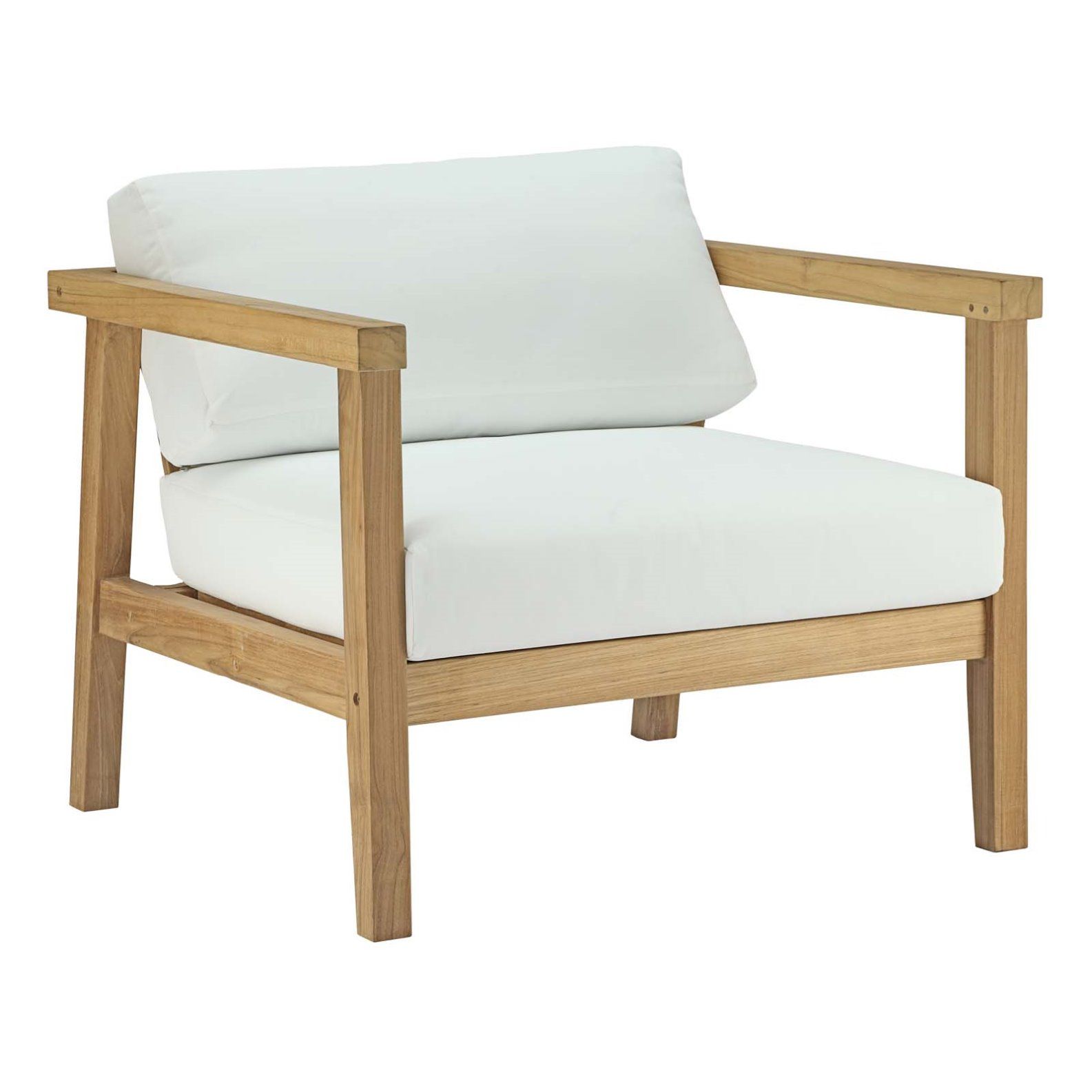 Modern Contemporary Urban Design Outdoor Patio Balcony Lounge Chair, White, Wood | Walmart (US)
