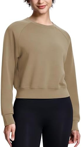 Modal Soft Cropped Sweatshirts for Women Long Sleeve Crew Neck Pullover Crop Top | Amazon (US)