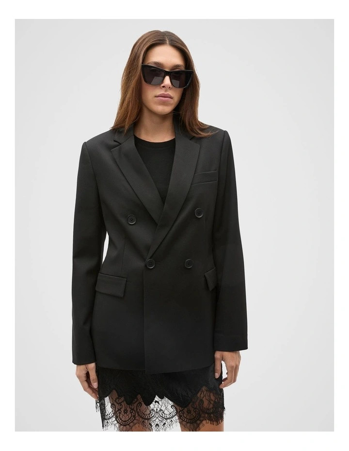 Seed HeritageWool Blend Waisted Blazer in Black | Myer