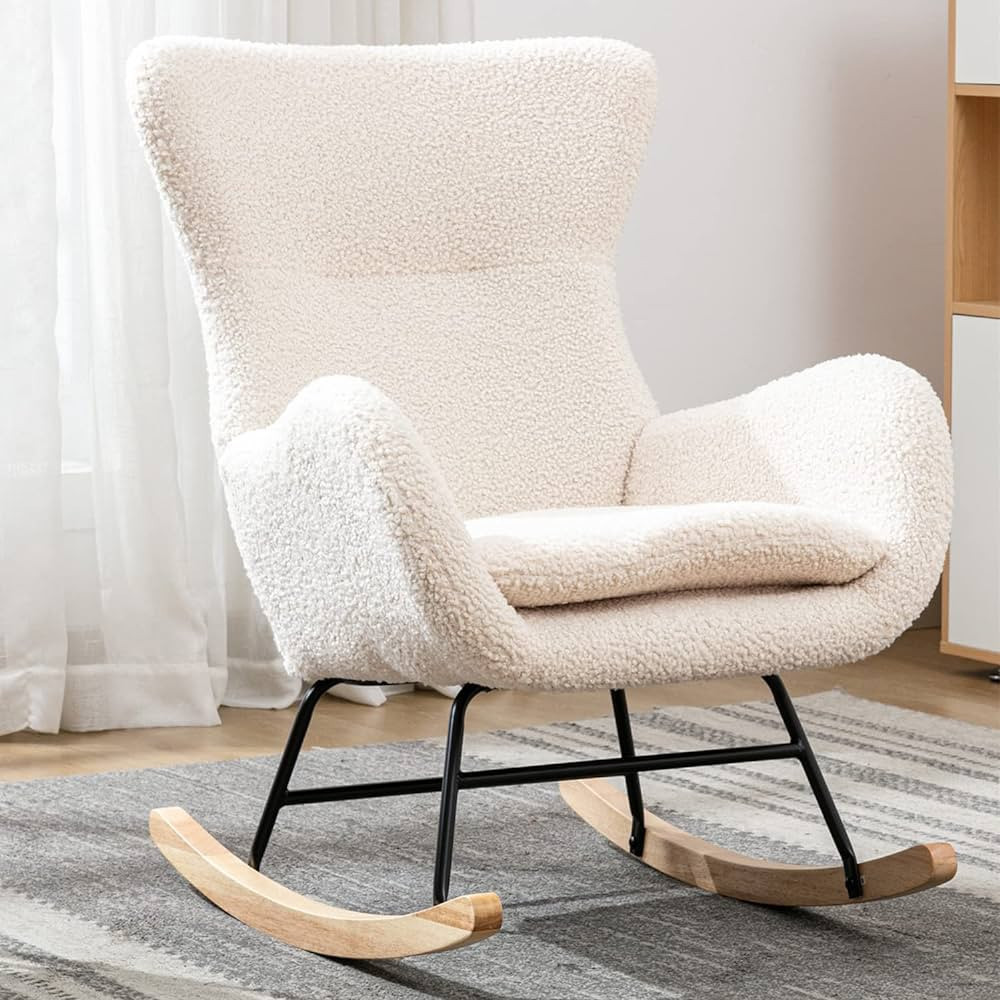 Qtivii Rocker Glider Chair for Nursery, Modern Rocking Chair with High Backrest and Armrests, Com... | Amazon (US)