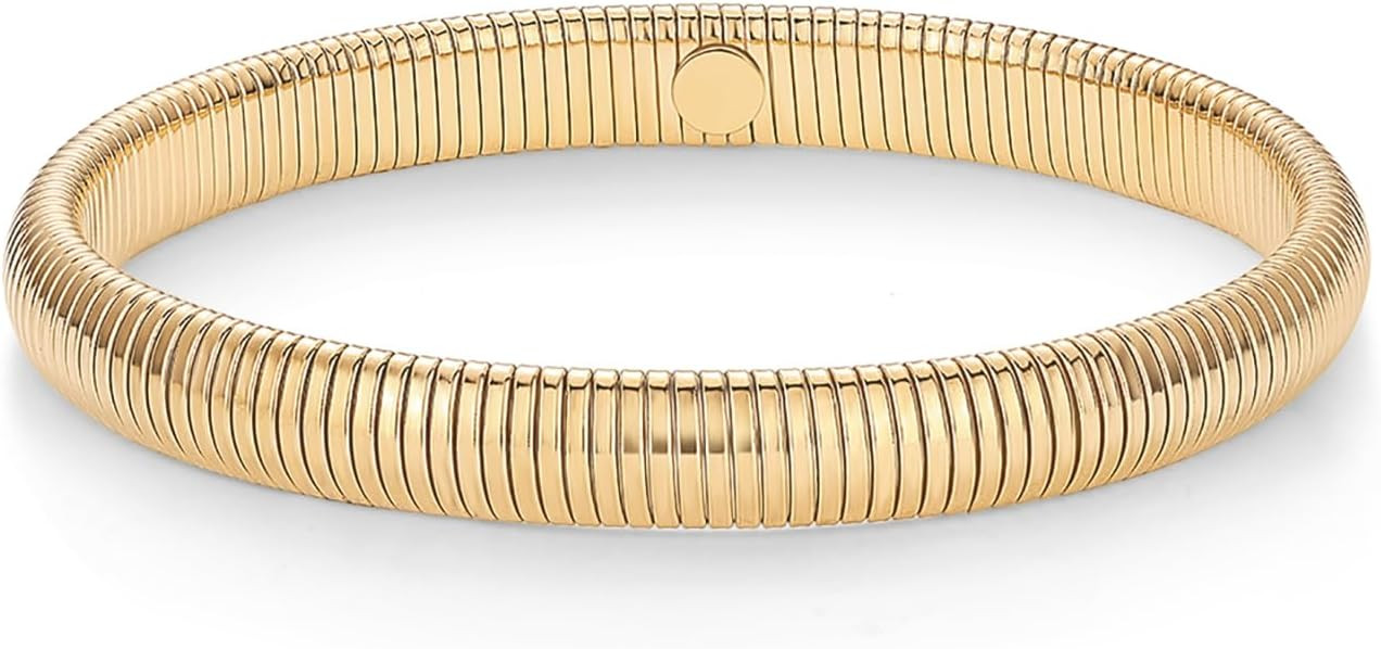 PAVOI Stainless Steel 14K Gold Plated Waterproof Flexible Stretch Chunky Bangle for Women | Cobra... | Amazon (US)