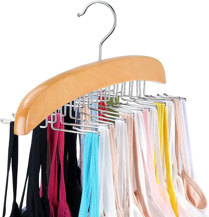 Tank Top Hanger with Premium Wood, 24 Large Capacity, Space Saving,360° Rotating, Foldable Metal... | Amazon (US)