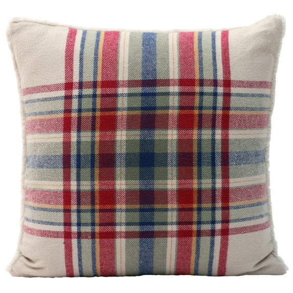 Better Homes & Garden 20"x20" Beige Cozy Tartan Plaid Decorative Throw Pillow | Walmart (US)