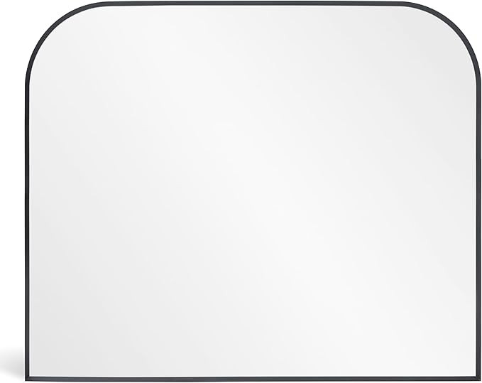 Modern Large Wall Mirror, Modern Mantel Minimalist Home Decor, Brushed Black Metal Framed Arched ... | Amazon (US)