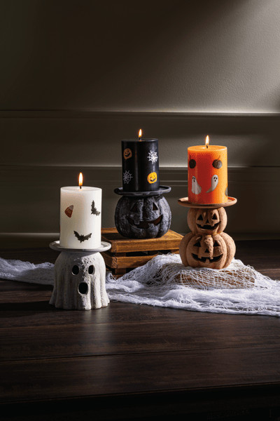 Terra Jack-O-Lantern Pillar Holder | Mud Pie