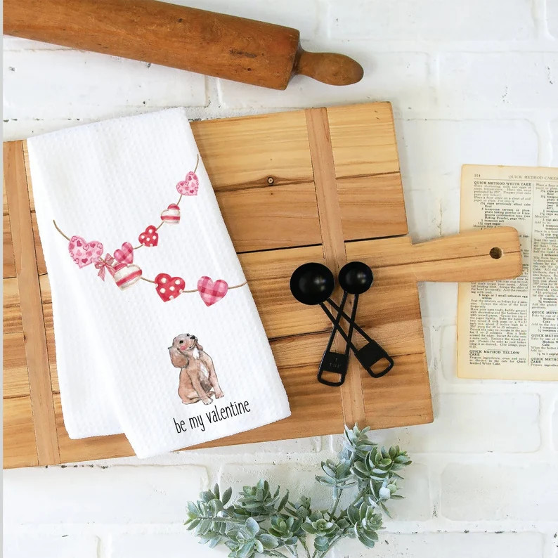 Valentine's Day Kitchen Towel, Dish Towel, Tea Towel, Cocker Spaniel Towel, Kitchen Towel Dog, Do... | Etsy (US)