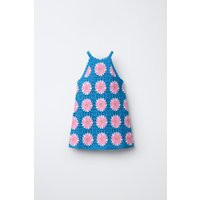Zara - Crochet Knit Floral Dress - Electric Blue - 6 Years (45,2 Inches) - Kids | Zara US