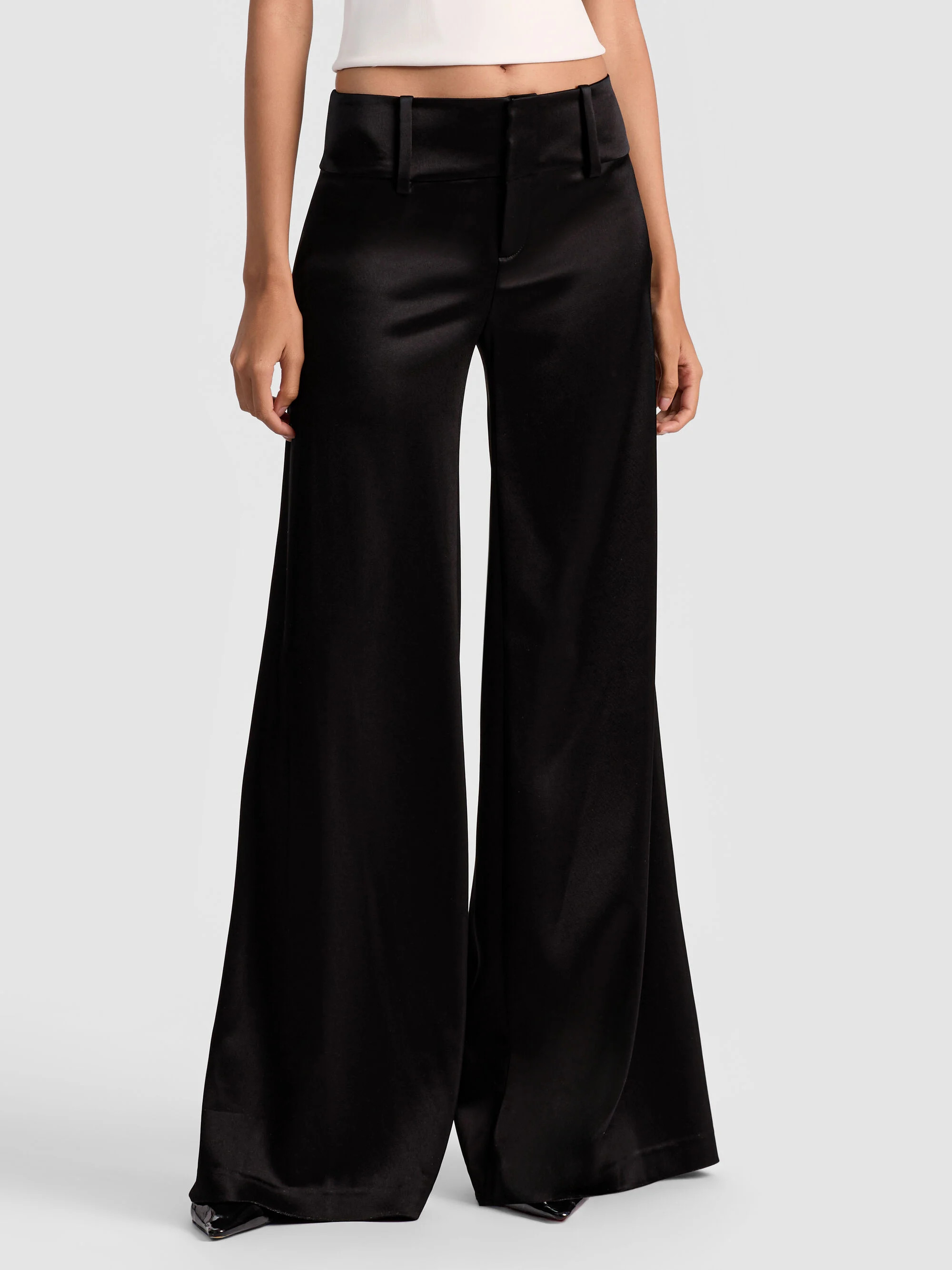 OLIVIA SATIN WIDE LEG PANT | Alice + Olivia