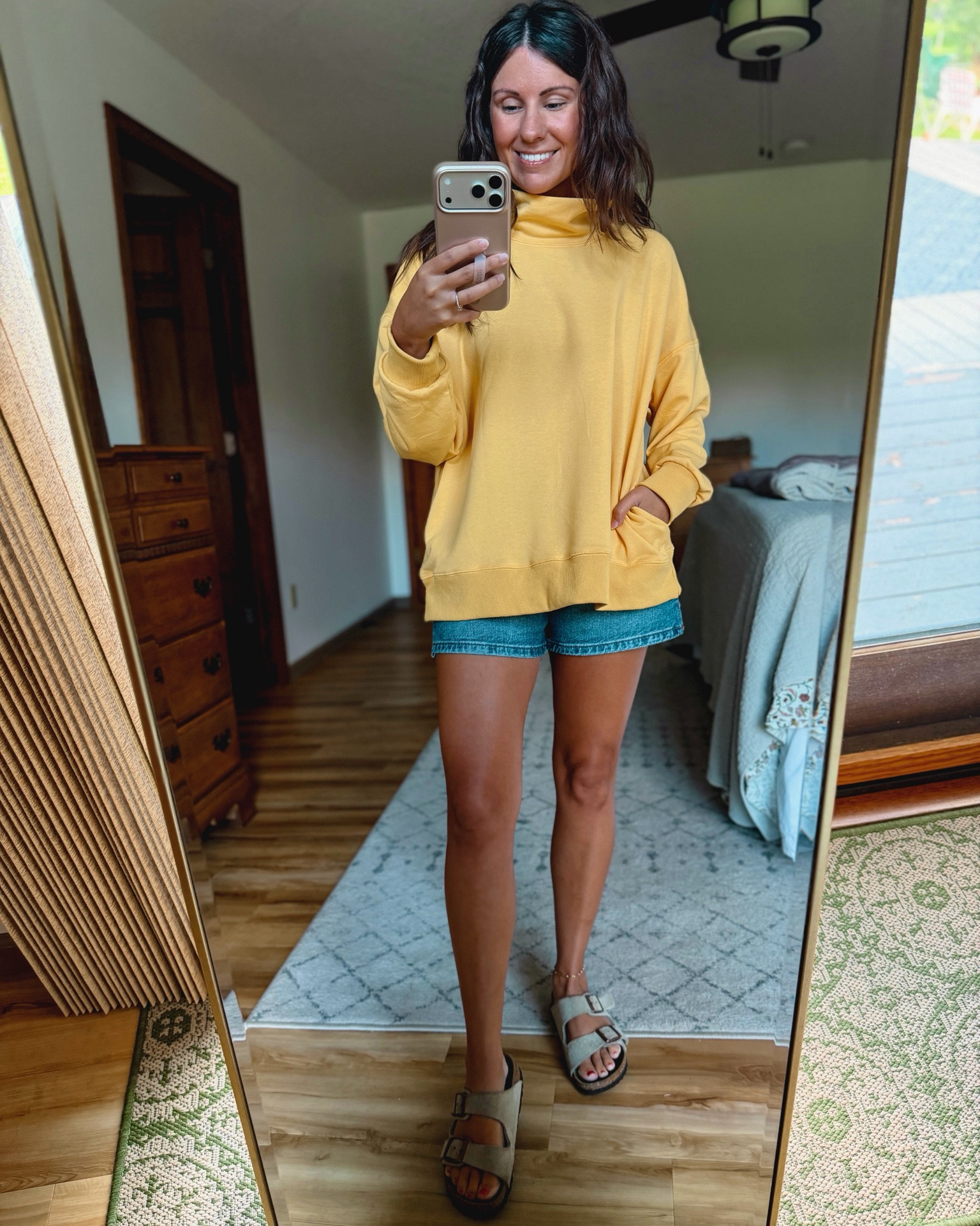 small in my sweatshirt and 00/24 in my denim shorts (medium wash. no stretch—size up for a looser fit!) my Birkenstock sandals are size 36.

#LTKPetite #LTKSeasonal #LTKgrwm