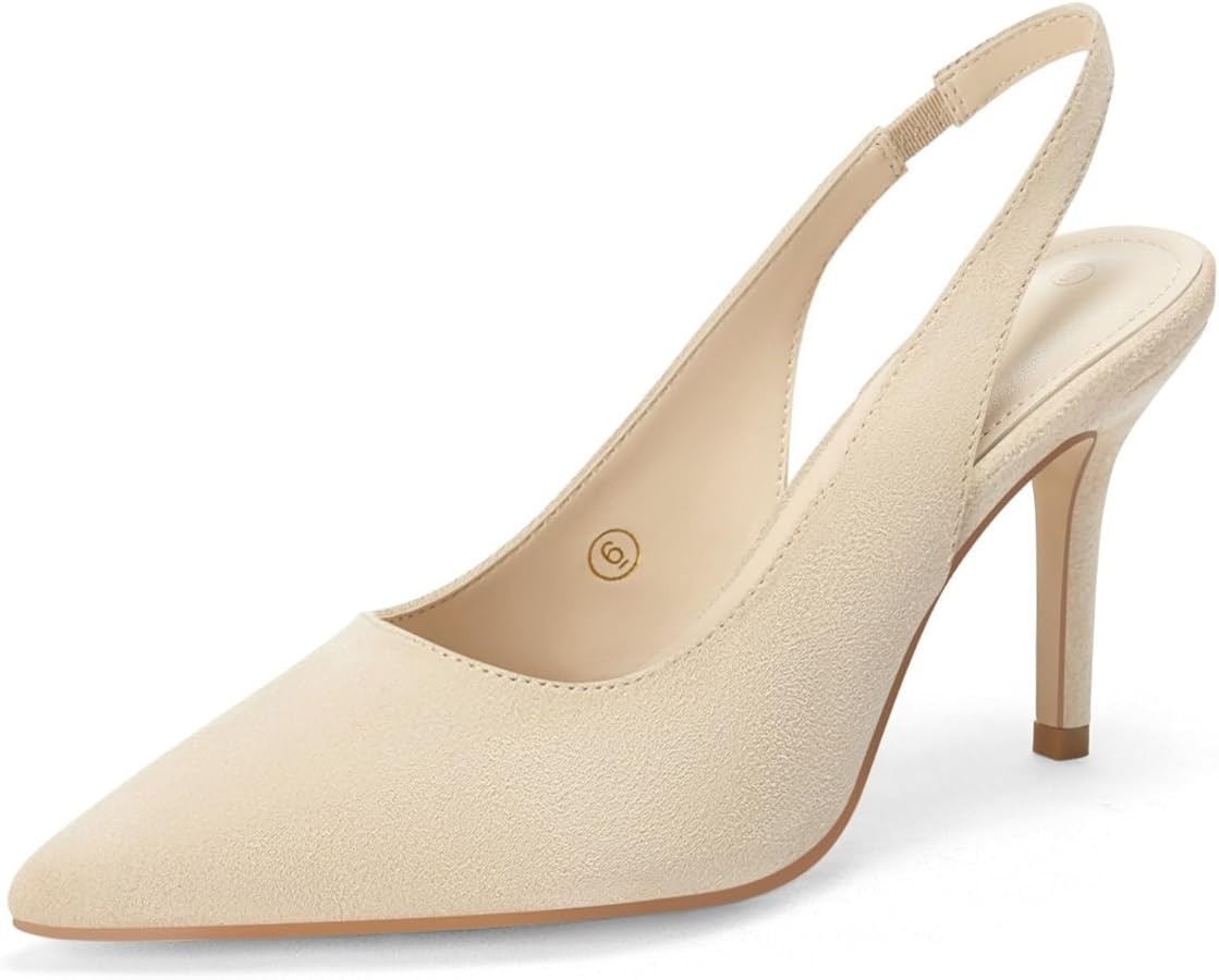 Trish Lucia Womens Slingback Pointed Toe Stiletto Pumps Slip-on High Heels Office Lady Sandals Pa... | Amazon (US)
