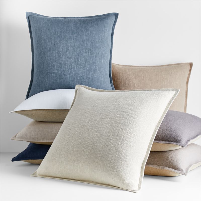 20" Laundered Linen Pillows | Crate & Barrel | Crate & Barrel