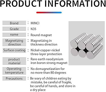 MIN CI 100 Pcs Strong Neodymium Magnets Disc, 8 x 2 mm Small Magnets for Whiteboard, Mini Round R... | Amazon (US)