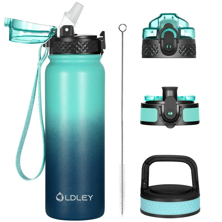 Insulated Water Bottle 20oz Kids Water Bottles with Straw/Chug/Carabiner 3 Lids - Walmart.com | Walmart (US)
