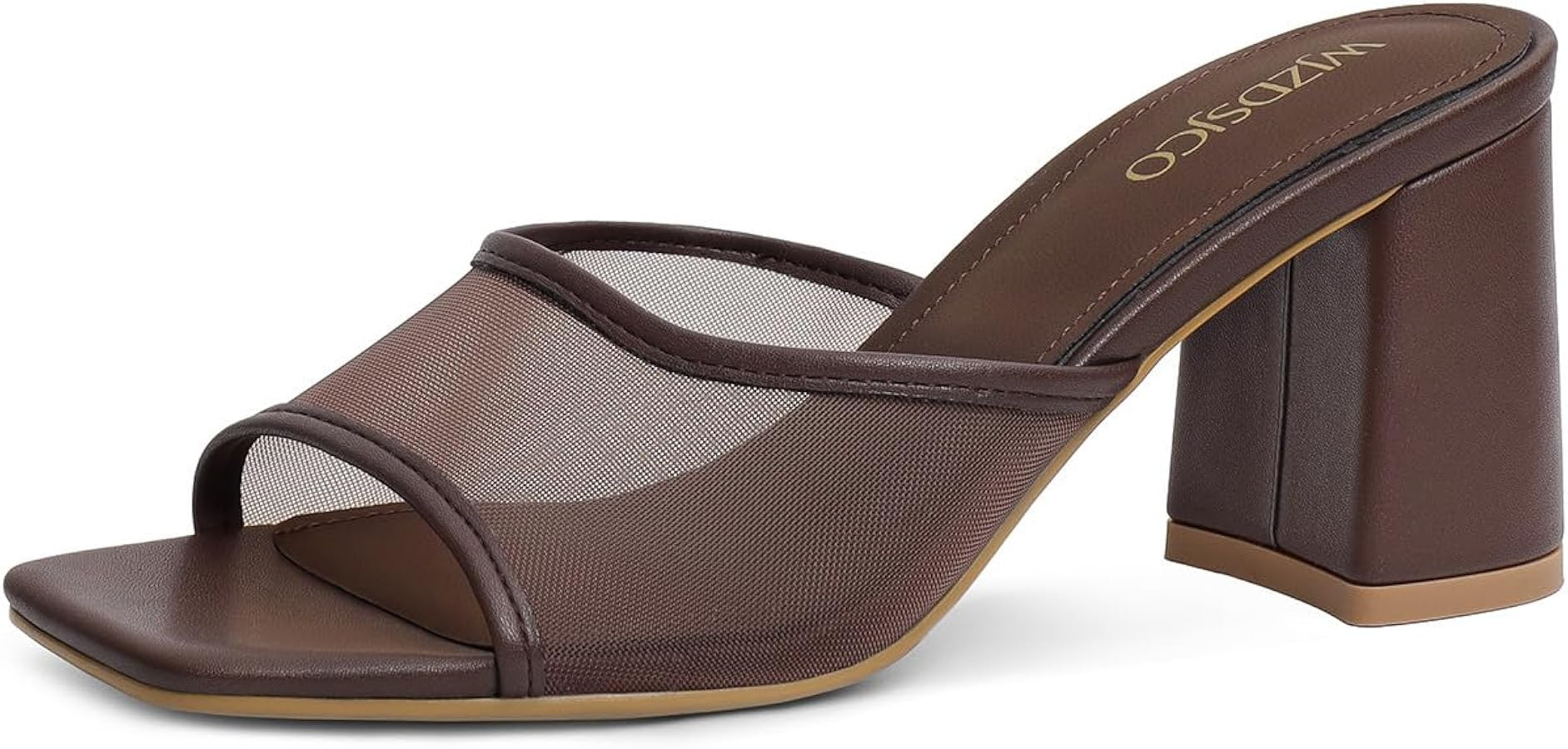 Women's Heeled Sandals Block Chunky Heel Square Open Toe Slip On Mules Comfy Mesh Dressy Summer P... | Amazon (US)