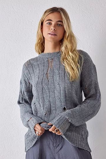 UO Laddered Cable Knit Jumper | Urban Outfitters (EU)