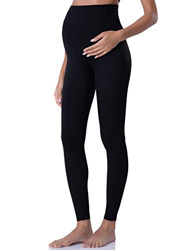 POSHDIVAH Women's Maternity Leggings Over The Belly Pregnancy Yoga Pants Active Wear Workout Leggings Black Large | Amazon (US)
