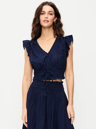 Flutter-Sleeve Poplin Top | Old Navy (US)