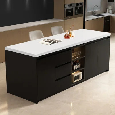 94.49-Inch Kitchen Island with Marble Surface | Wayfair North America