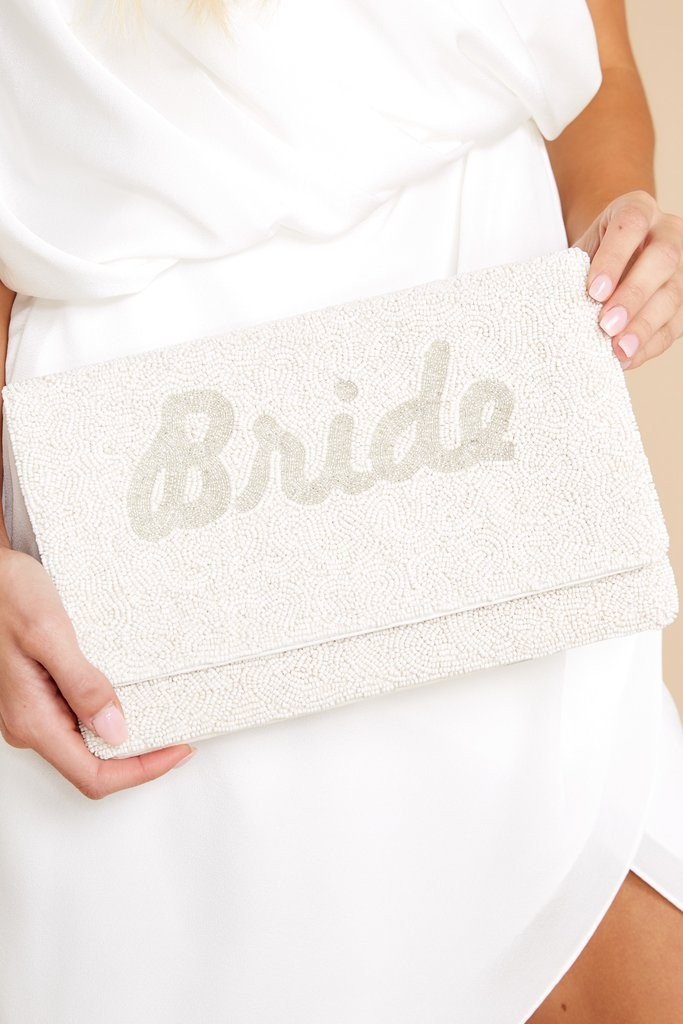 Can't Wait Anymore White And Silver Beaded Clutch | Red Dress 