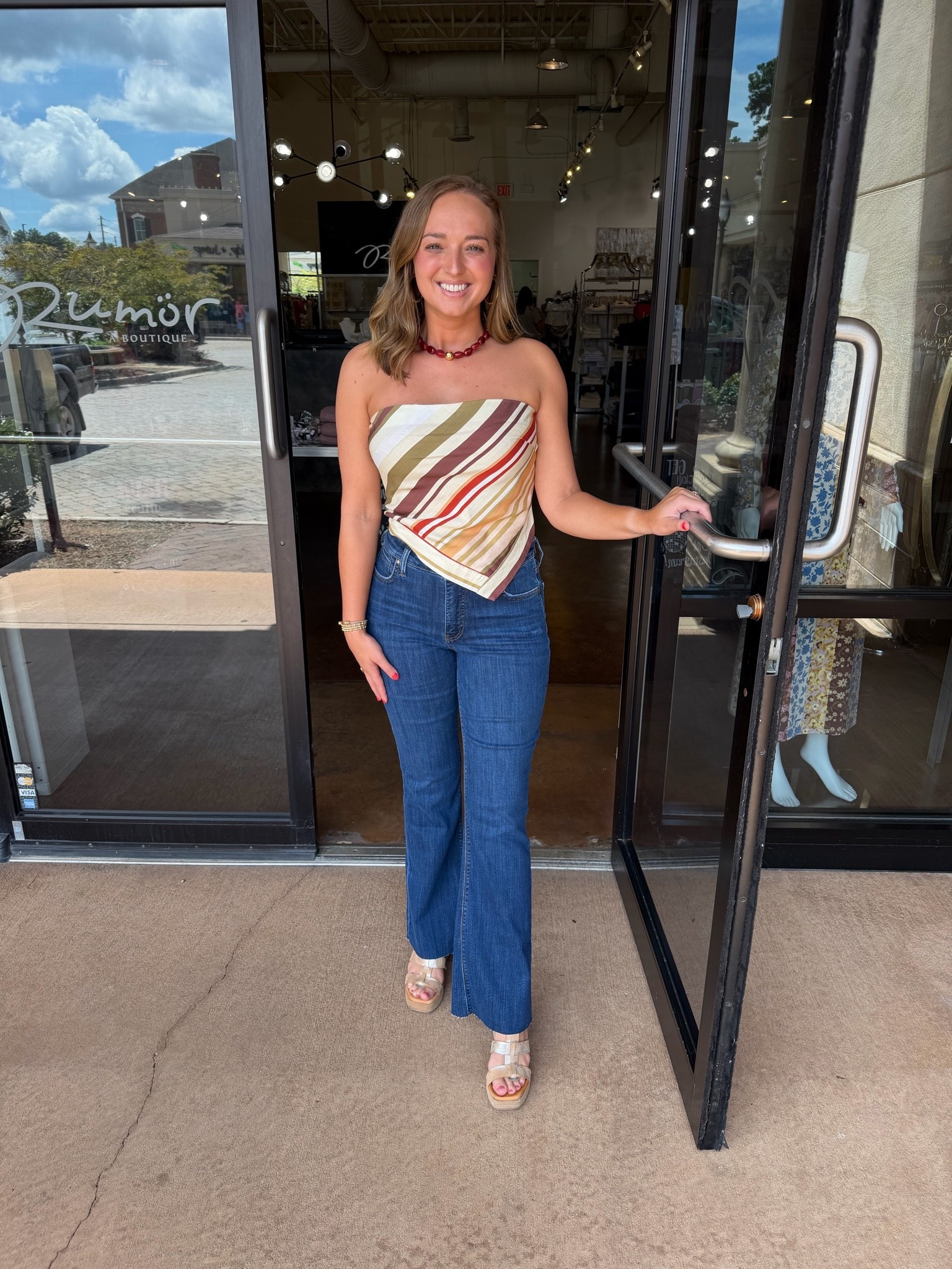 obsessed with this Lucy Paris strapless top!! perfect summer to fall transition piece and so flattering!

#LTKootd #LTKSeasonal