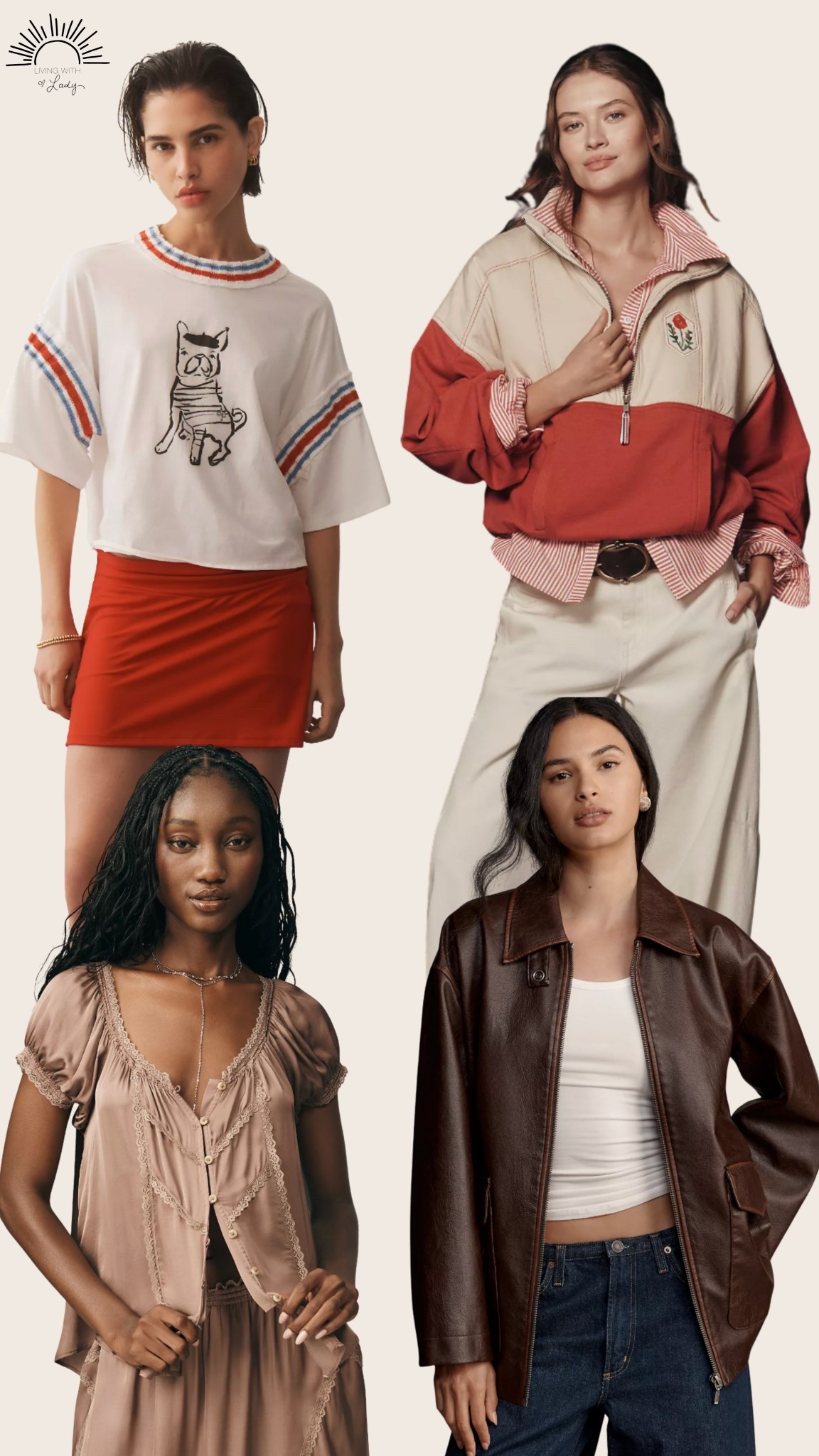 Jacket- small
Blouse- small
Dog shirt- small
Pullover- medium 