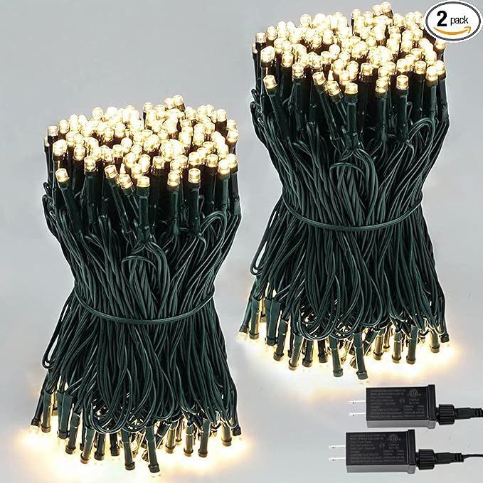 SANJICHA 2-Pack 66FT 200 LED Christmas Lights, Extendable Christmas Tree Lights with Timer & Memo... | Amazon (US)