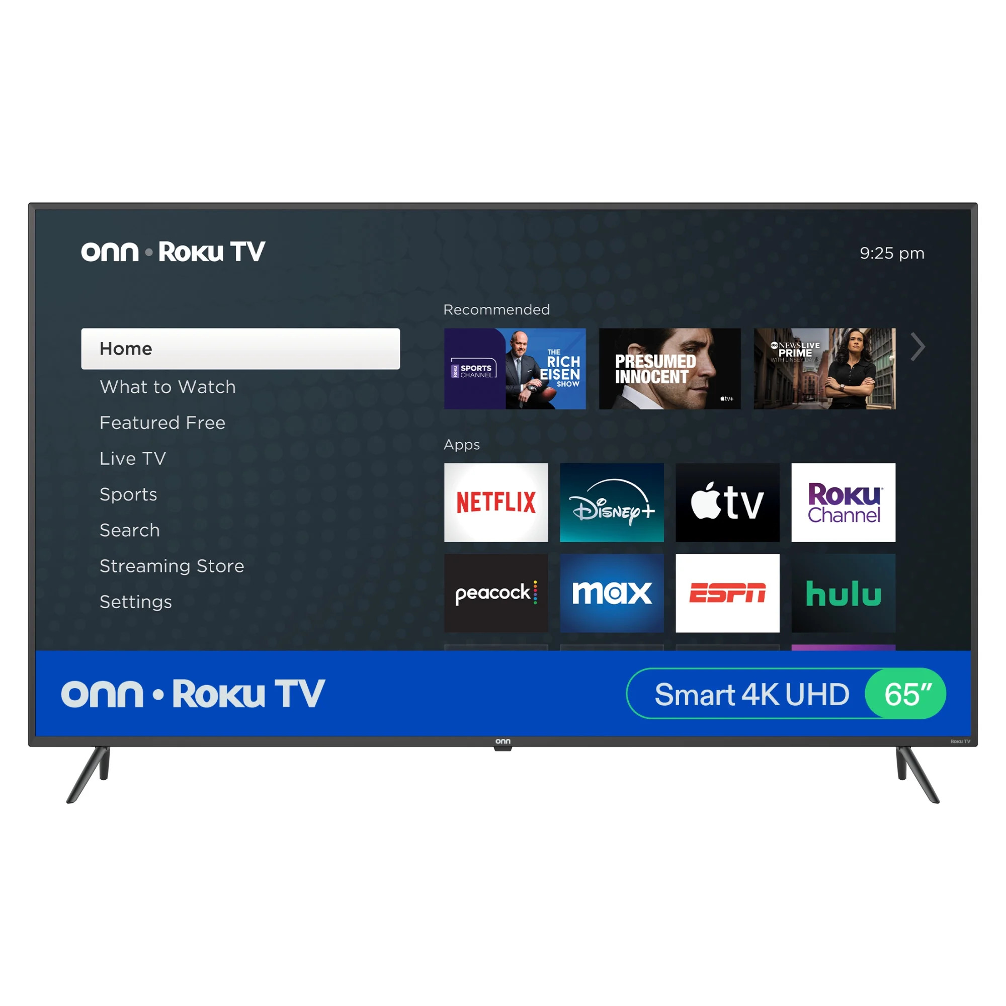 onn 65” Class 4K UHD (2160P) LED Roku Smart Television HDR (100012587) | Walmart (US)