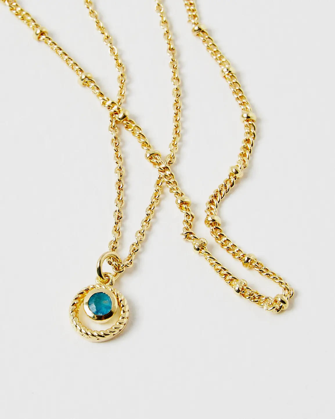 Sarai Blue Jade Gold Plated Layered Pendant Necklace | Oliver Bonas IE | Oliver Bonas (Global)