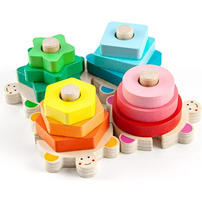 Stacking Toys for Toddlers 1-3 Montessori Shape Sorter Baby Toys 12-18 Months Wooden Block Educat... | Walmart (US)